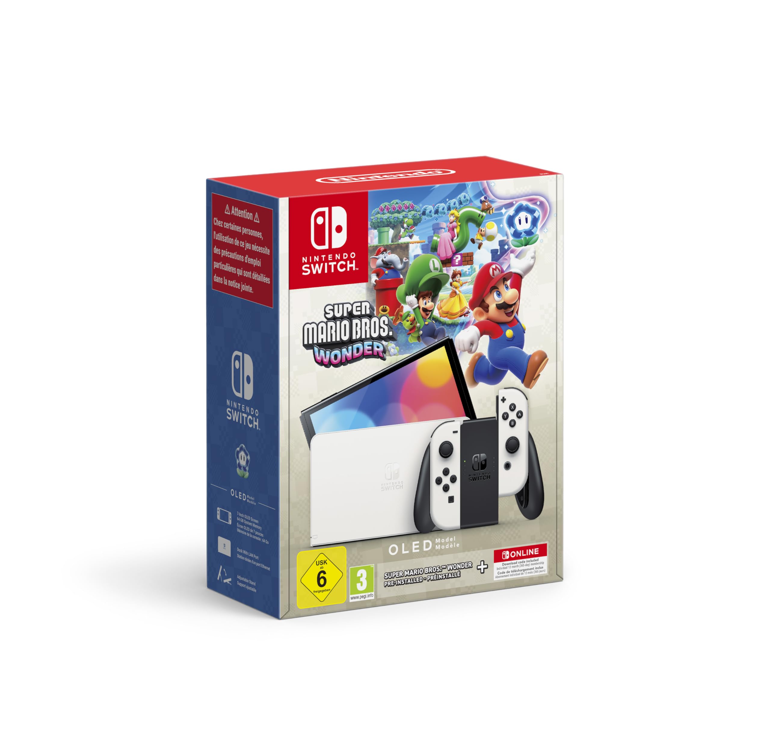 Nintendo Switch Oled + Super Mario Bros.wonder + 12 Months Nso Europe PAL