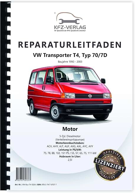 VW Transporter T4 90-03 5-Zyl 2,5l Dieselmotor TDI 75-150 PS Reparaturanleitung