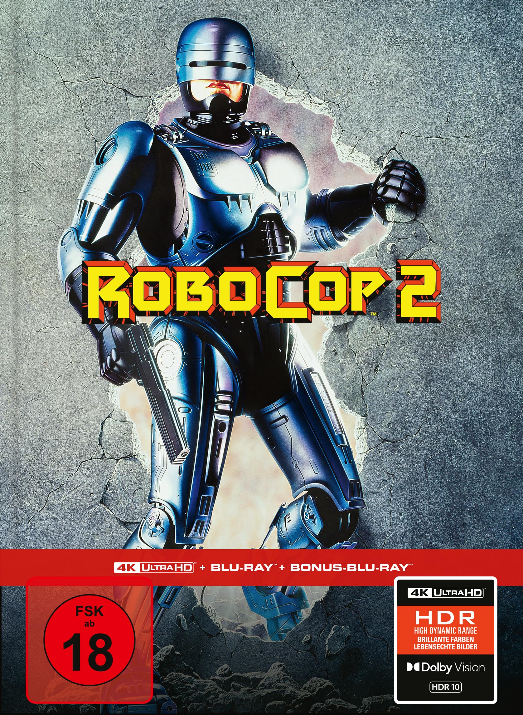 RoboCop 2 - Limitiertes 3-Disc-Mediabook - Cover A (4K Ultra HD + Blu-ray + Bonus-Blu-ray)