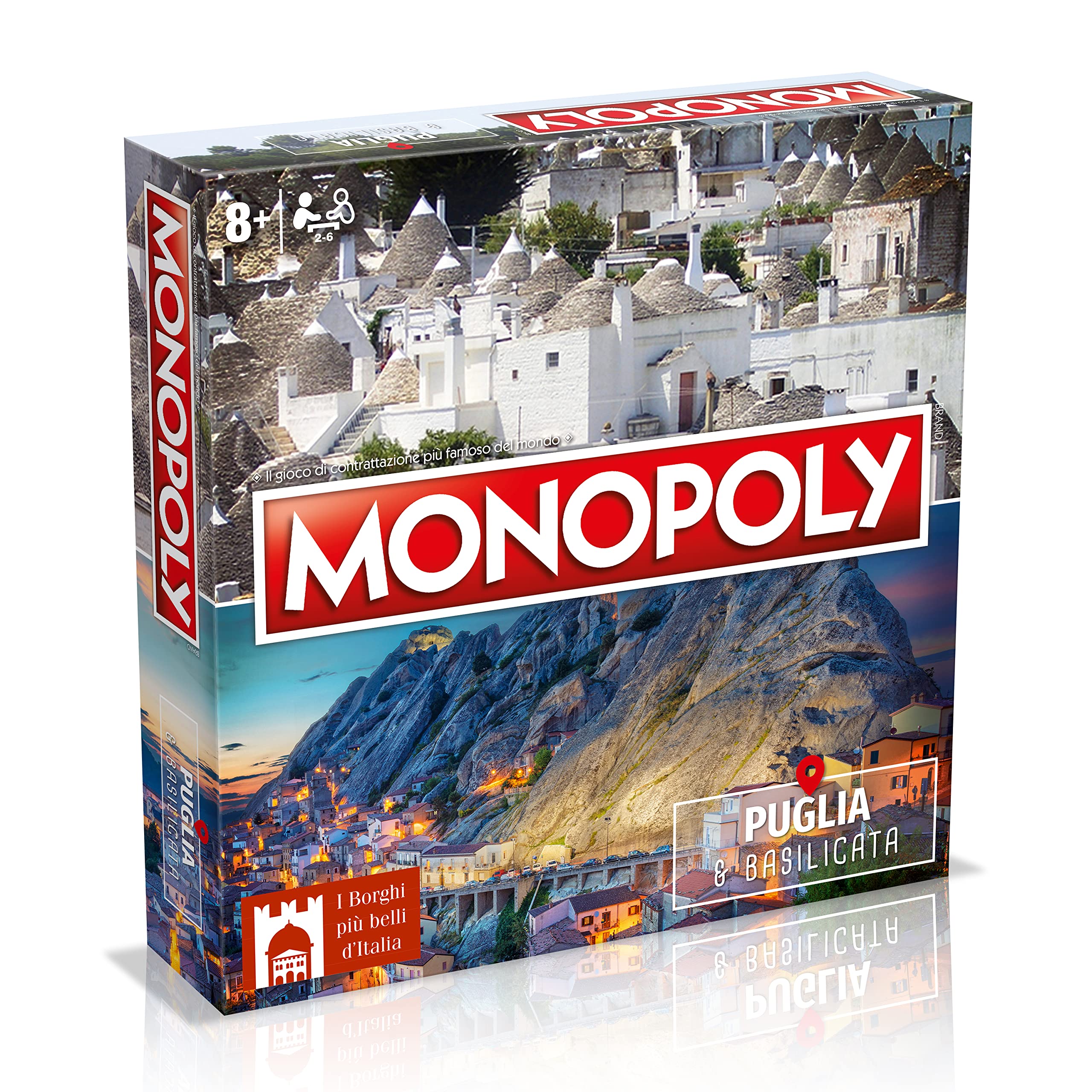 Winning Moves Monopoly Apulien & Basilicata - Brettspiel für Erwachsene und Kinder, 2 bis 6 Personen, Ab 8 Jahren