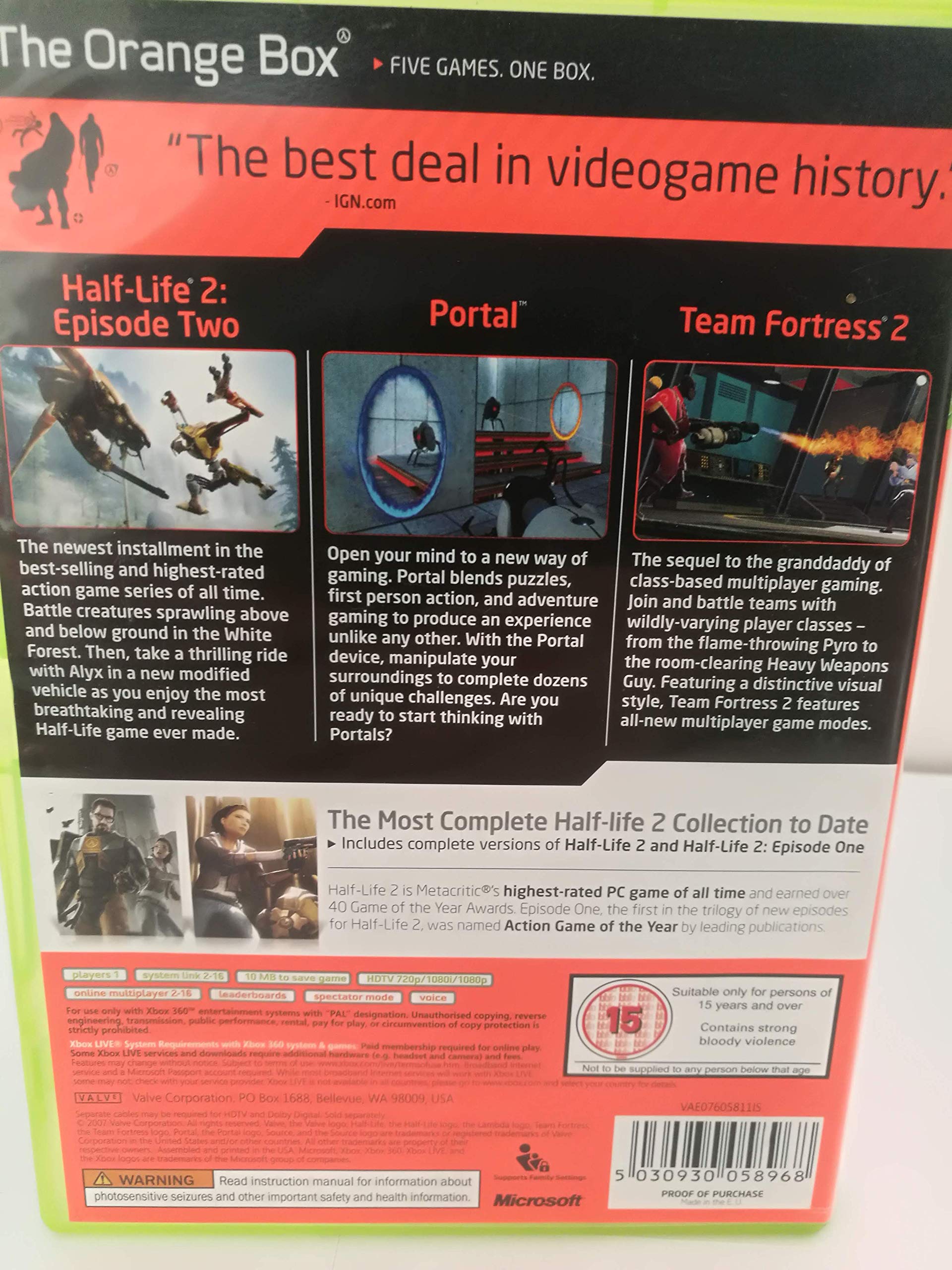 Half-Life 2: The Orange Box - incl. Half Life 2, Episode One, Episode Two, Team Fortress 2 und Portal [UK Import]