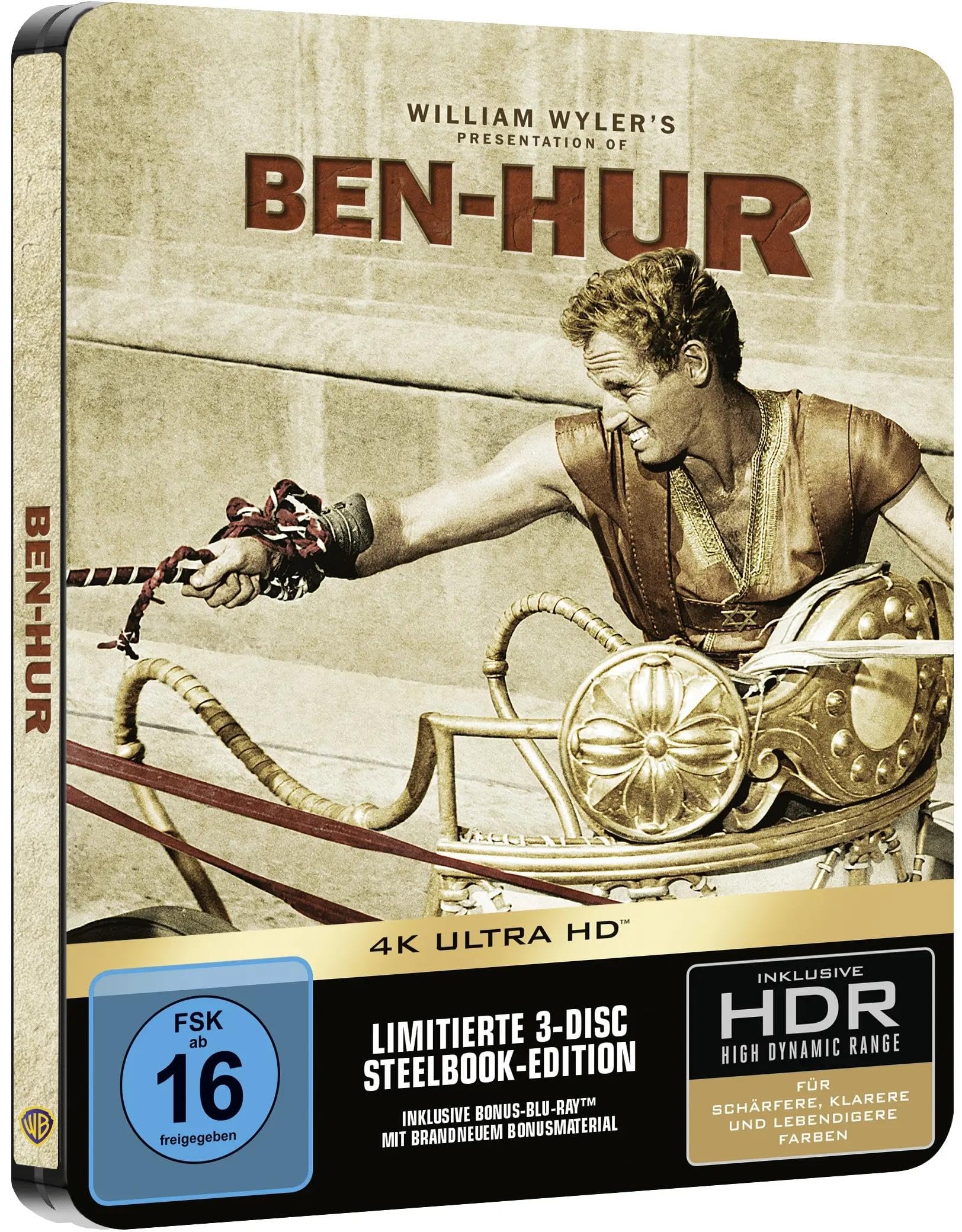 Ben Hur 4K - Limited Steelbook Edition + Bonus Blu-ray - geprägtes Steelbook - 3 Disc