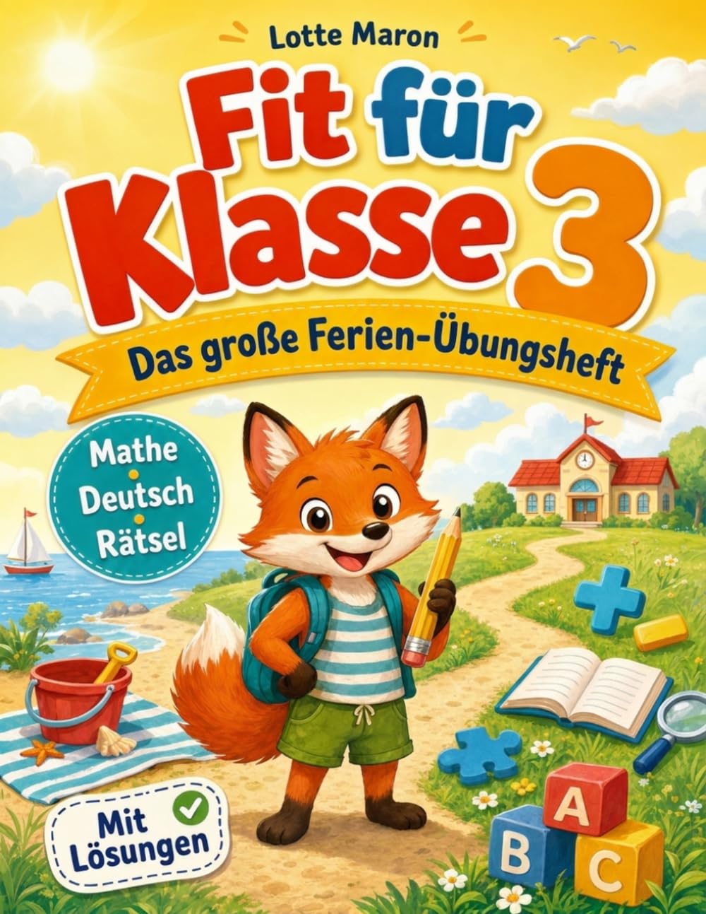 Fit für Klasse 3 | Das große Ferien Übungsheft: Spielerisch üben in den Sommerferien ganz ohne Druck | Mathe, Deutsch und knifflige Rätsel für einen starken Start in die 3. Klasse, mit Lösungen